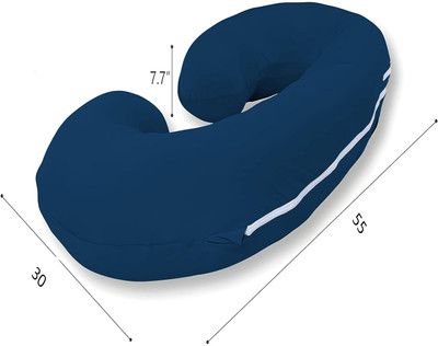 Thakarshi Polyester Fibre Solid Pregnancy Pillow Pack of 1(Sea Blue/CS/004)
