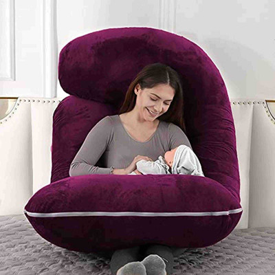 Manbhawan craft J Shape Polyester Fibre Solid Pregnancy Pillow Pack of 1(Purple)