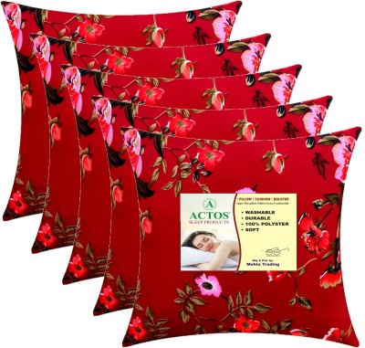 ACTOS Microfibre Floral Cushion Pack of 5(Maroon)