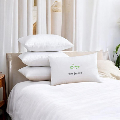 SOFT SNOOZE SOFT LUXURY Microfibre Solid Sleeping Pillow Pack of 4(White)
