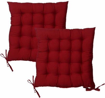 rangat craft Microfibre Solid Chair Pad Pack of 2(Marron)