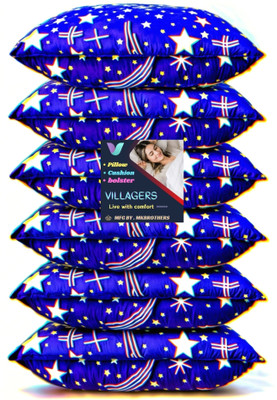 Tecsun LUXURY Polyester Fibre Abstract Sleeping Pillow Pack of 6(Blue)