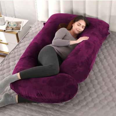 BHEBHA J Shape Polyester Fibre Abstract Pregnancy Pillow Pack of 1(Maroon 193)