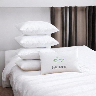 SOFT SNOOZE Luxury Microfibre Solid Sleeping Pillow Pack of 5(White)