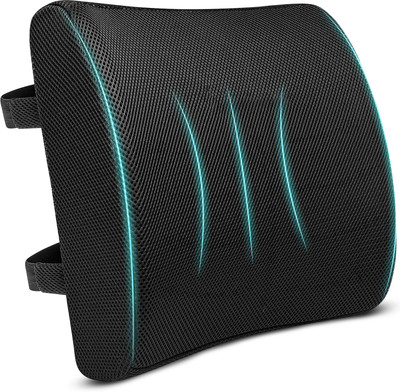 Sleepsia Orthopedic Memory Foam Lumbar Support | Backrest support for chair | Pain Relief Memory Foam Solid Lumbar Pillow Pack of 1(Black)