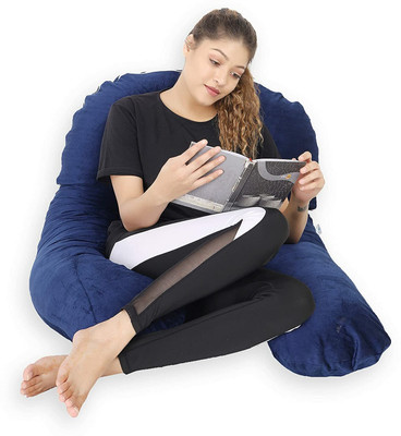 ANVANSA ultra soft u shape pillow Microfibre, Polyester Fibre Solid Pregnancy Pillow Pack of 1(Dark Blue)