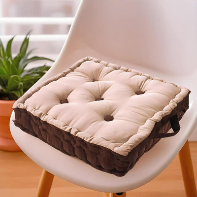 KUBER INDUSTRIES Chair Pad Microfibre Solid Chair Pad Pack of 1(Beige)