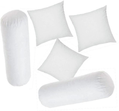 GTX Microfibre Bolster Pack of 5 Solid Combo Of 3 Cushion & 2(White)