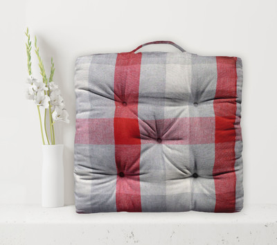 OASIS Cotton Stripes Floor Cushion Pack of 1(Red)