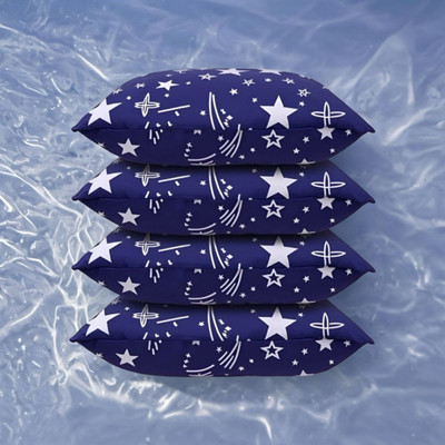 SOFT SNOOZE Luxury Microfibre Abstract Sleeping Pillow Pack of 4(Blue)