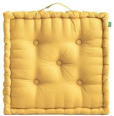 Vasi Impex Premium 60X60X10 CM Polyester Fibre Solid Floor Cushion Pack of 1(Mustard Yellow)