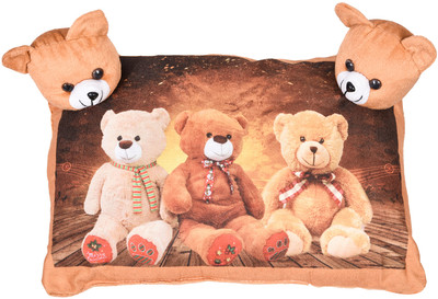 KUBER INDUSTRIES Microfibre Toons & Characters Baby Pillow Pack of 1(Brown)
