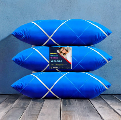 YPOLOIPO LUXURY Polyester Fibre Abstract Sleeping Pillow Pack of 3(Blue)