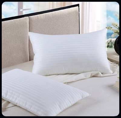 RACCOON Microfibre Stripes Sleeping Pillow Pack of 2(White)