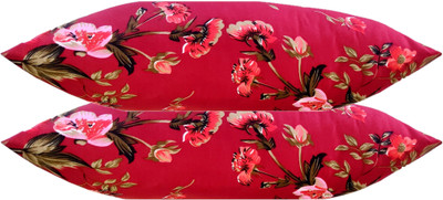 GKM Microfibre Floral Sleeping Pillow Pack of 2(Maroon)