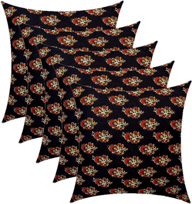 GKM Microfibre Floral Cushion Pack of 5(Black)