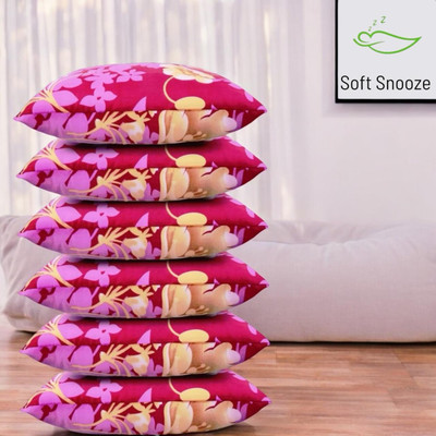 SOFT SNOOZE Soft Luxury Microfibre Floral Sleeping Pillow Pack of 6(Pink)