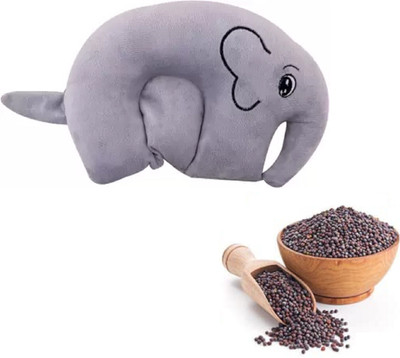 StuffNest Mustard Seeds Animals Baby Pillow Pack of 1(Grey)
