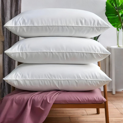 YPOLOIPO LUXURY Polyester Fibre Abstract Sleeping Pillow Pack of 3(White)