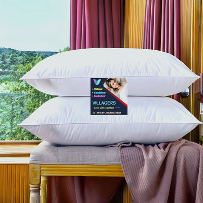 VILLAGERS Polyester Fibre Sleeping Pillow Pack of 2 Abstract LUXURY(White)