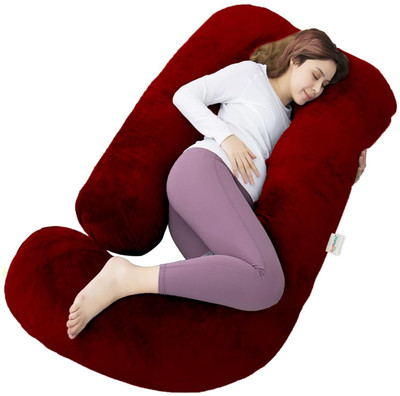 ag pro comfort J-Shape Microfibre Solid Pregnancy Pillow/Maternity Pillow for Women Polyester Fibre Solid Pregnancy Pillow Pack of 1(Maroon)