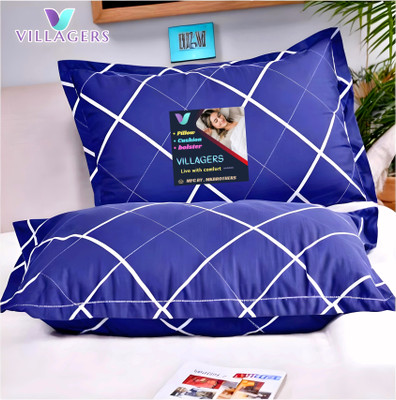 VILLAGERS LUXURY Polyester Fibre Abstract Sleeping Pillow Pack of 2(Blue)