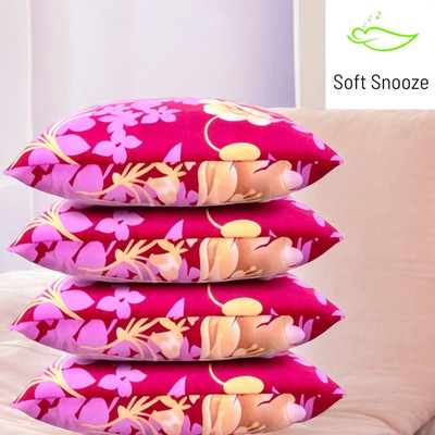 SOFT SNOOZE Microfibre Sleeping Pillow Pack of 4 Floral Ultra Soft Luxury(Pink)