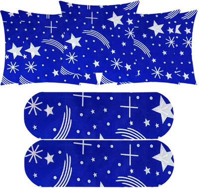 SANJU BROTHER 2 Bolester 5 Cushion Microfibre Abstract Bolster Pack of 7(Blue)