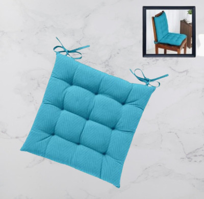 THM Microfibre Solid Chair Pad Pack of 1(Blue)