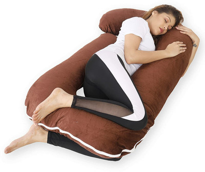 OZLY ultra soft j shaped pillow Microfibre, Polyester Fibre Solid Pregnancy Pillow Pack of 1(Brown)