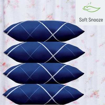 SOFT SNOOZE Microfibre Sleeping Pillow Pack of 4 Abstract Soft Luxury(Blue)