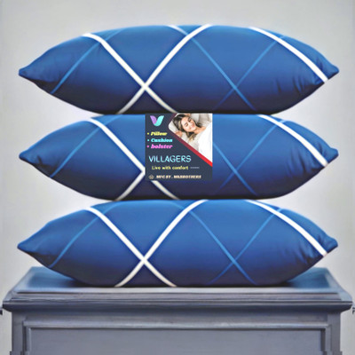 Tecsun LUXURY Polyester Fibre Abstract Sleeping Pillow Pack of 3(Blue)