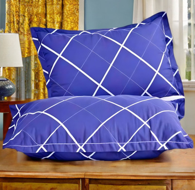 EIRINI LUXURY Microfibre Solid Sleeping Pillow Pack of 2(Blue)