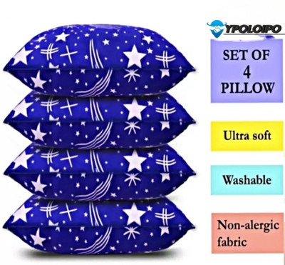 LIPONOS Polyester Fibre Sleeping Pillow Pack of 4 Solid LUXURY(Blue)