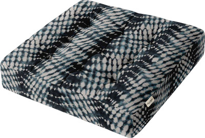Vargottam Foam Floor Cushion Pack of 1 Abstract Tufted Floor Seating Cushion(Indigo Mirage)