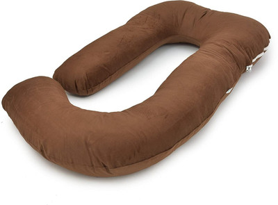 AMCATON ultra soft j shaped pillow Microfibre, Polyester Fibre Solid Pregnancy Pillow Pack of 1(Brown)
