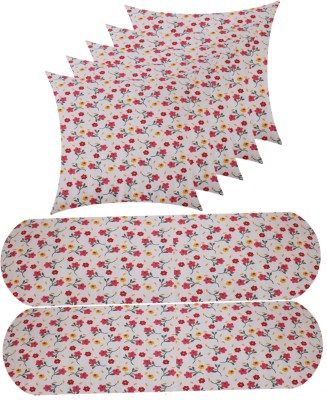 Swikon star Combo Set of 5 Cushion And 2 Microfibre Floral Bolster Pack of 7(Multicolor)