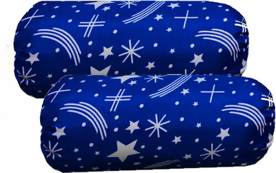 GKM Microfibre Abstract Bolster Pack of 2(Blue, White)