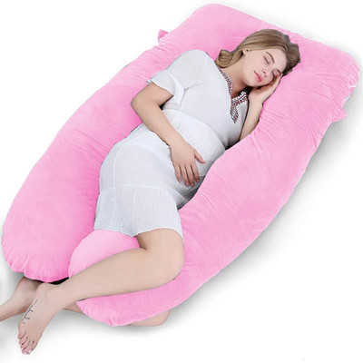 THUKRAN U Shape Polyester Fibre Solid Pregnancy Pillow Pack of 1(Pink)