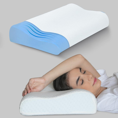 Sleepsia Contour Cervical Orthopedic Memory Foam Pillow for Neck and Shoulder Pain- Memory Foam Geometric Sleeping Pillow Pack of 1(White)