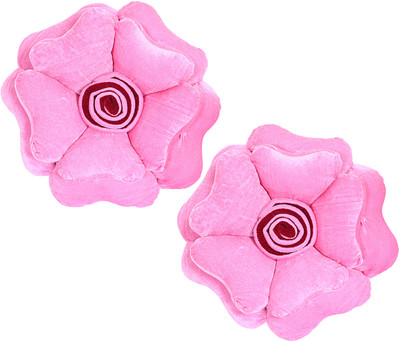 KUBER INDUSTRIES Microfibre Floral Cushion Pack of 2(Pink)