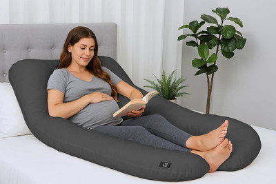 WILD MINT Polyester Fibre Pregnancy Pillow Pack of 1 Solid Premium series(Grey)