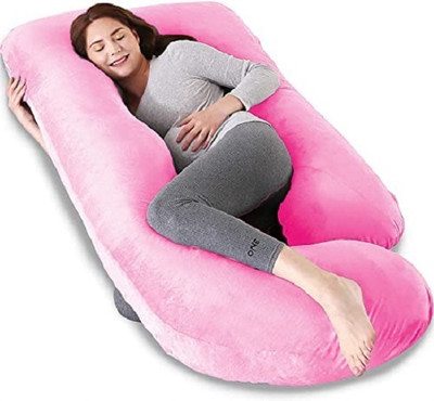 JoJo ultra soft j shaped pillow Microfibre, Polyester Fibre Solid Pregnancy Pillow Pack of 1(Pink)