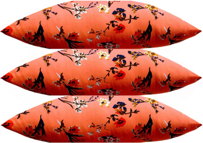 ACTOS Microfibre Floral Sleeping Pillow Pack of 3(Orange)