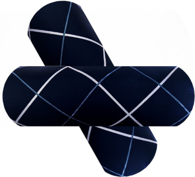 GKM 2 Bolster Microfibre Geometric Bolster Pack of 2(Blue)