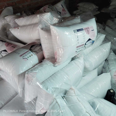 PILLOWALA Microfibre Sleeping Pillow Pack of 2 Stripes(White)