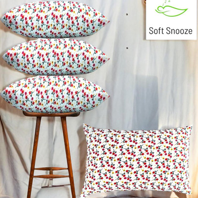 SOFT SNOOZE Microfibre Sleeping Pillow Pack of 4 Floral LUXURY(White)