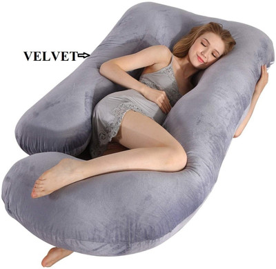 WILD MINT J Series Microfibre Solid Pregnancy Pillow Pack of 1(Grey)