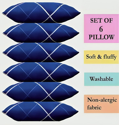 vraanc Luxury Polyester Fibre Abstract, Floral Sleeping Pillow Pack of 6(Blue)