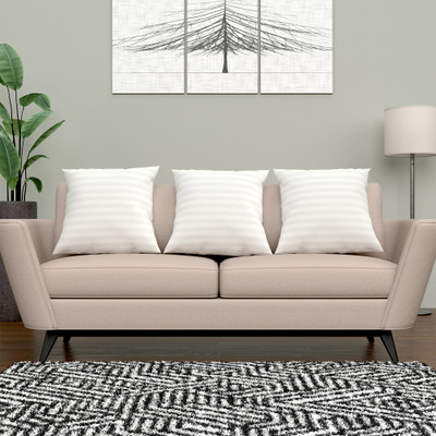 KUBER INDUSTRIES Microfibre Stripes Cushion Pack of 3(White)
